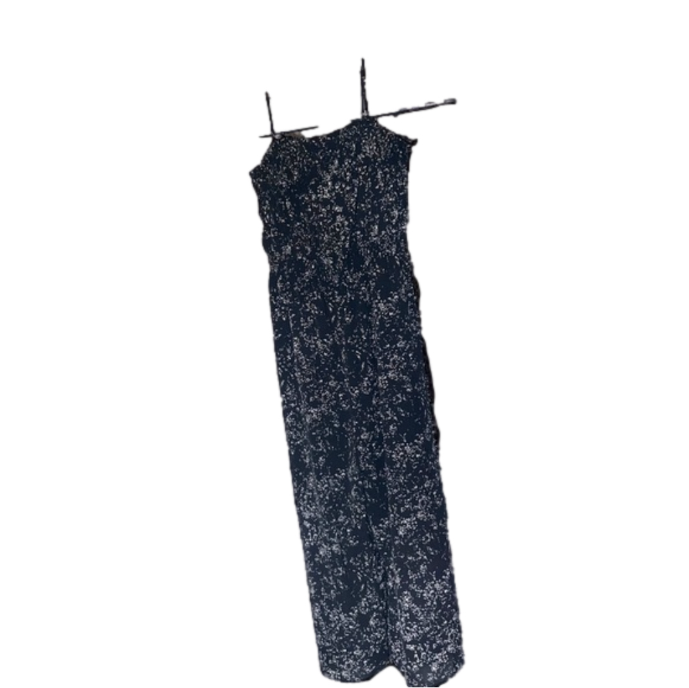 Halogen Black and White spaghetti strap capri length wide leg romper